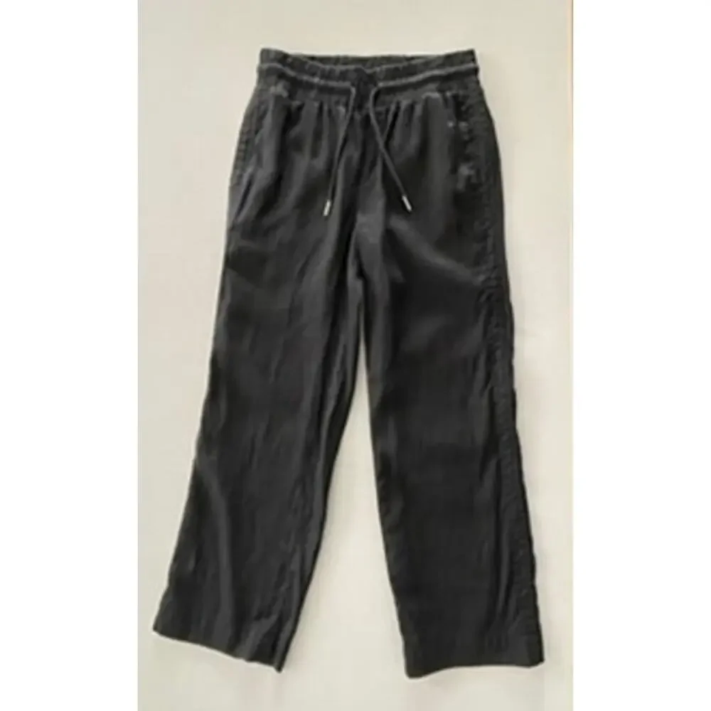 Quince Sz M Wide Leg Linen Pants Black Elastic Breezy Vacation Travel Relaxed - Picture 5 of 16